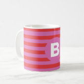 Mug Bright Shades of Pink Striped Monogrammed (Devant gauche)
