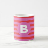 Mug Bright Shades of Pink Striped Monogrammed (Centre)