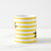 Mug Bright Stripes Yellow Sunflower Monogramme Floral (Centre)