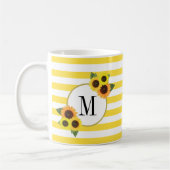 Mug Bright Stripes Yellow Sunflower Monogramme Floral (Gauche)