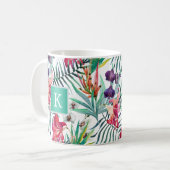Mug Bright Tropical Floral avec Monogramme (Devant gauche)