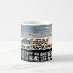 Mug Brighton Pier et ciel nuageux Peinture numérique 