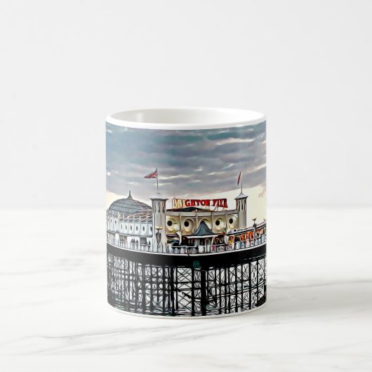 Mug Brighton Pier et ciel nuageux Peinture numérique  (Centre)