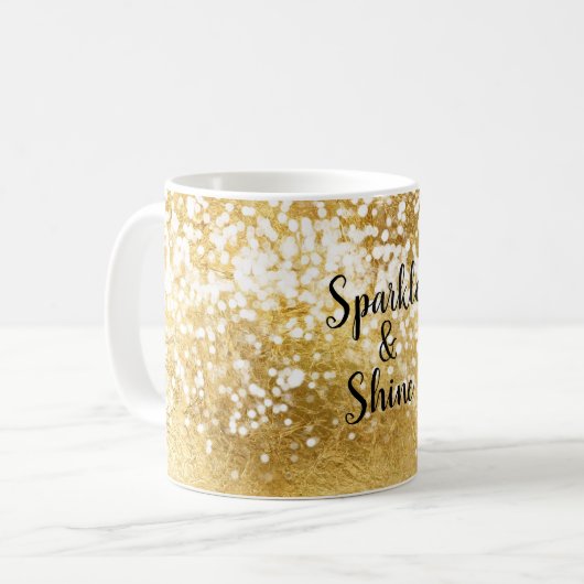 Mug Brillant blanc or (Devant gauche)