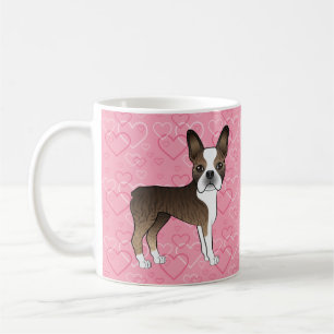 Mug Brindle Boston Terrier mignon chien sur les coeurs