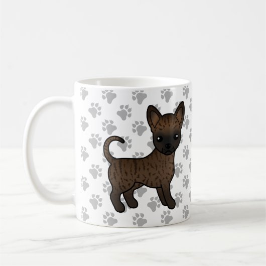Mug Brindle Smooth Coat Chihuahua Cartoon Chig & Paws (Gauche)