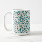 Mug Brins avec des feuilles vertes et des fleurs bleue (Gauche)