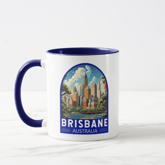 Mug Brisbane Australie Travel Art Vintage (Gauche)