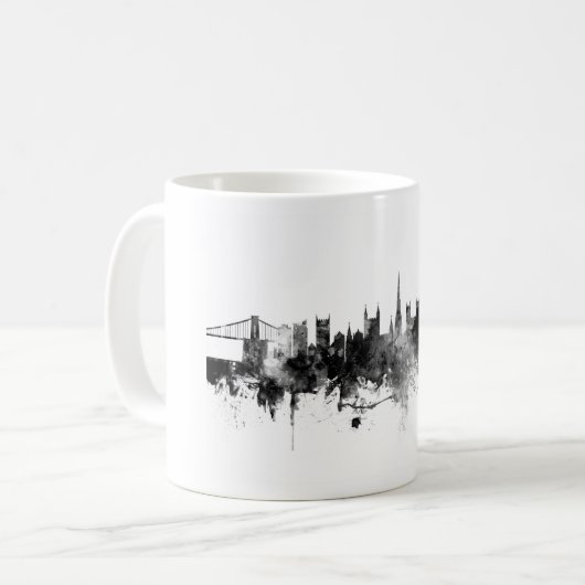 Mug Bristol Angleterre Skyline Noir Blanc (Devant gauche)