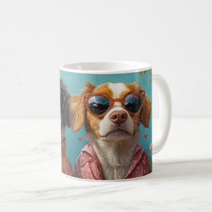 Mug Brittany Spaniel avec roses du cœur pour la Saint-