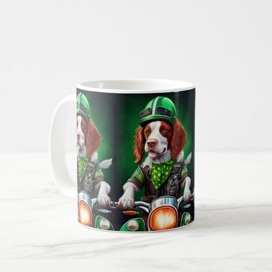 Mug Brittany Spaniel conduite vélo St. Patrick's Day (Devant gauche)