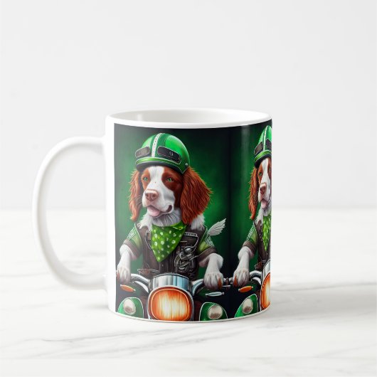 Mug Brittany Spaniel conduite vélo St. Patrick's Day (Gauche)