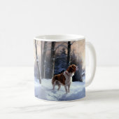 Mug Brittany Spaniel Laissez Neige Noël (Devant droit)