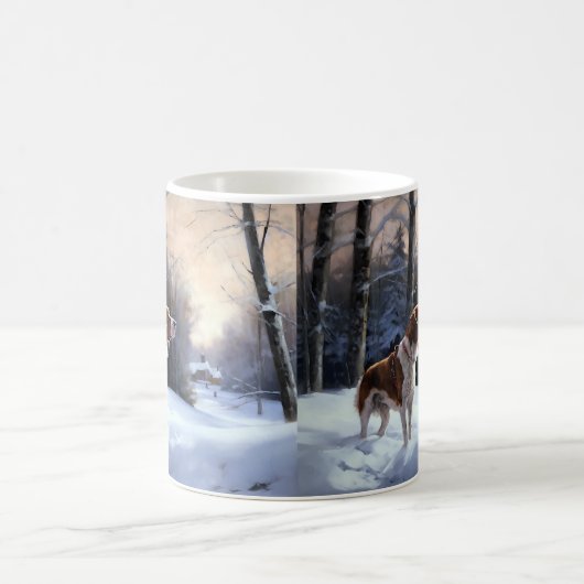 Mug Brittany Spaniel Laissez Neige Noël (Centre)