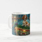 Mug Brittany Spaniel Noël Festive Voyage (Devant gauche)