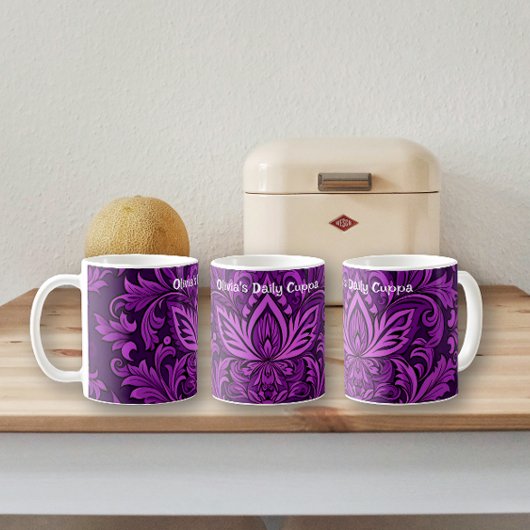 Mug Brocade violet foncé (Motif unique)