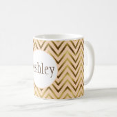 Mug Broche Chevron Peach & Gold personnalisée (Devant droit)