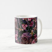 Mug Broderie crâne humain et fleurs d'orchidées roses (Devant droit)
