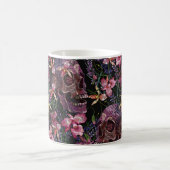 Mug Broderie crâne humain et fleurs d'orchidées roses (Centre)