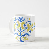 Mug broderie croix folkloriques aux couleurs ukrainien (Devant gauche)