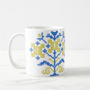 Mug broderie croix folkloriques aux couleurs ukrainien