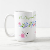 Mug Broderie Fleur Aquarelle Endroit Heureux NOM (Gauche)