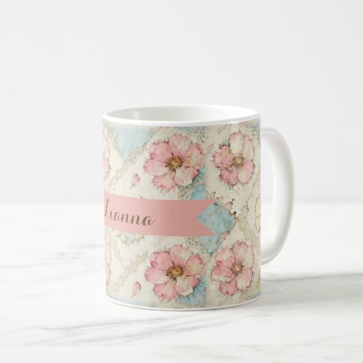 Mug Broderie Florale Patchwork (Devant droit)