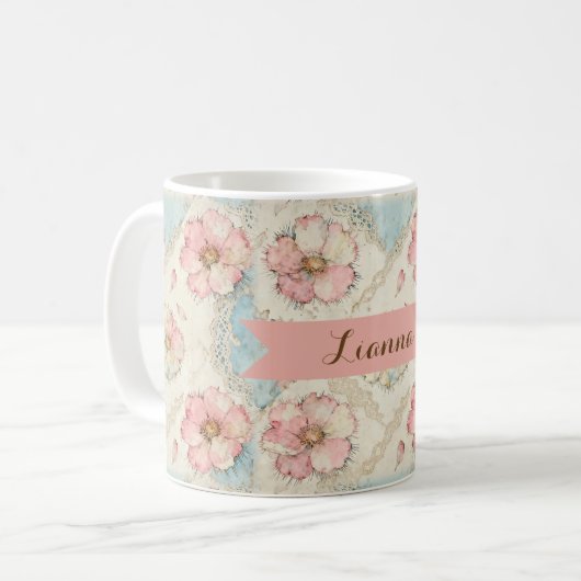 Mug Broderie Florale Patchwork (Devant gauche)