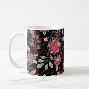 Mug Broderie florale vintage Motif foncé