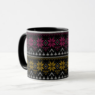 Mug Broderie point de croix Noël joyeux sweat hideux
