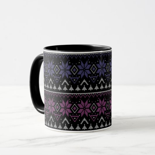 Mug Broderie point de croix Noël joyeux sweat hideux (Devant gauche)