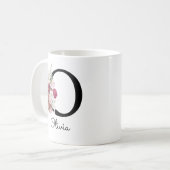 Mug Broderie Rose Boho Fleur Initiale O (Devant gauche)