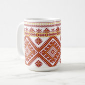 Mug Broderie Ukrainienne Classique Croix Rouge (Devant gauche)
