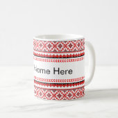 Mug Broderie ukrainienne personnalisable rouge (Devant droit)