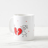 Mug Broken Heart Couple Sad Love Cartoon Valentine (Devant gauche)