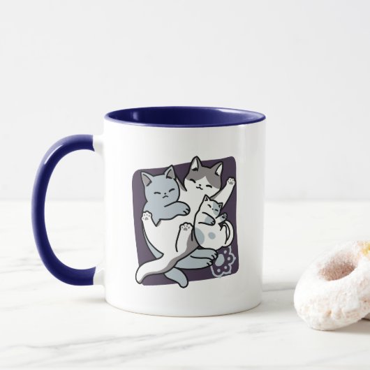 Mug Brosse à lait - Chats à couchage mignon (Avec donut)