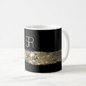 Mug Brosse à poudre d'or, Monogramme et nom (Devant droit)