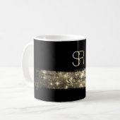 Mug Brosse à poudre d'or, Monogramme et nom (Devant gauche)
