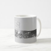 Mug Brosse Argent Stardust, Monogramme/Nom, Gris (Devant droit)