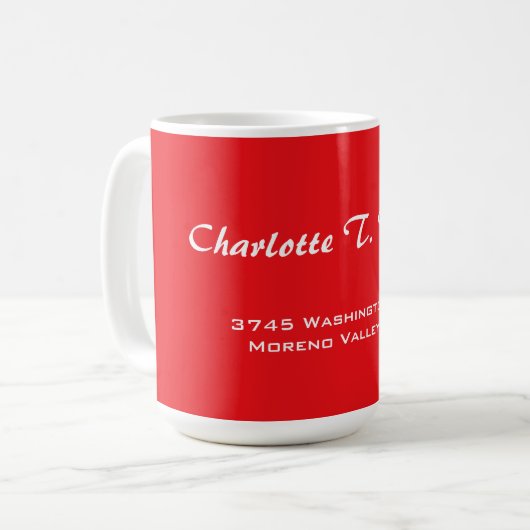 Mug Brosse de courbe rouge Script élégant minimaliste  (Devant gauche)