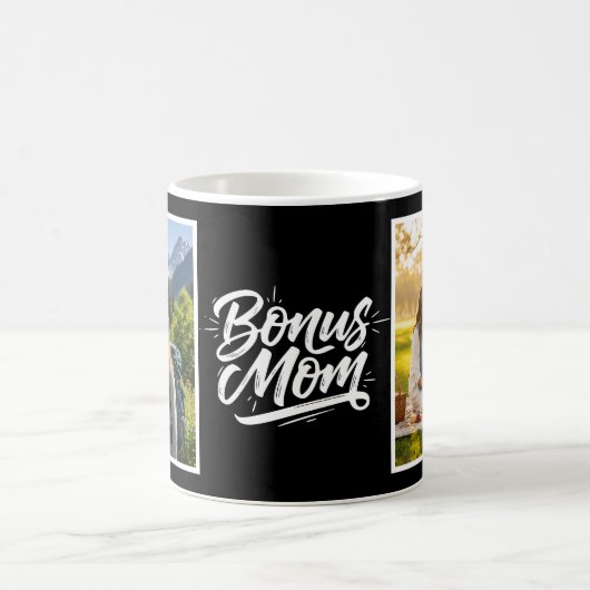 Mug Brosse de script Bonus Maman Deux Photo Noir et Bl (Centre)