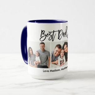 Mug Brosse moderne Script 3 Photo Meilleur Papa Jamais