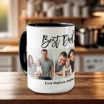 Mug Brosse moderne Script 3 photo Meilleur papa jamais<br><div class="desc">Brosse moderne Script Best Papa Ever 3 Photo Mug</div>