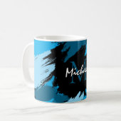 Mug Brosse nuances de nom bleu avec monogramme (Devant gauche)