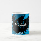 Mug Brosse nuances de nom bleu avec monogramme (Centre)
