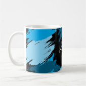 Mug Brosse nuances de nom bleu avec monogramme (Gauche)