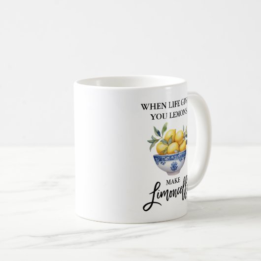 Mug Brosse Script Aquarelle Citrons Limoncello (Devant droit)