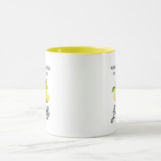 Mug Brosse Script Aquarelle Citrons Limoncello Jaune (Centre)