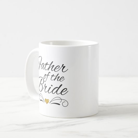 Mug Brosse Script Coeur de l'or Père de la mariée (Devant gauche)