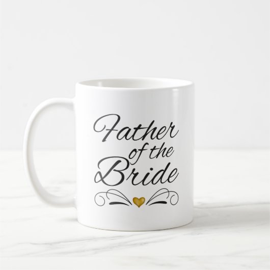 Mug Brosse Script Coeur de l'or Père de la mariée (Gauche)
